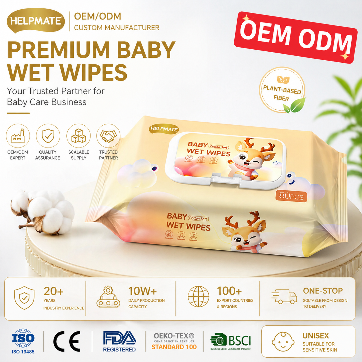 OEM ODM Aangepast Disposable Baby Natte doekjes Groothandel